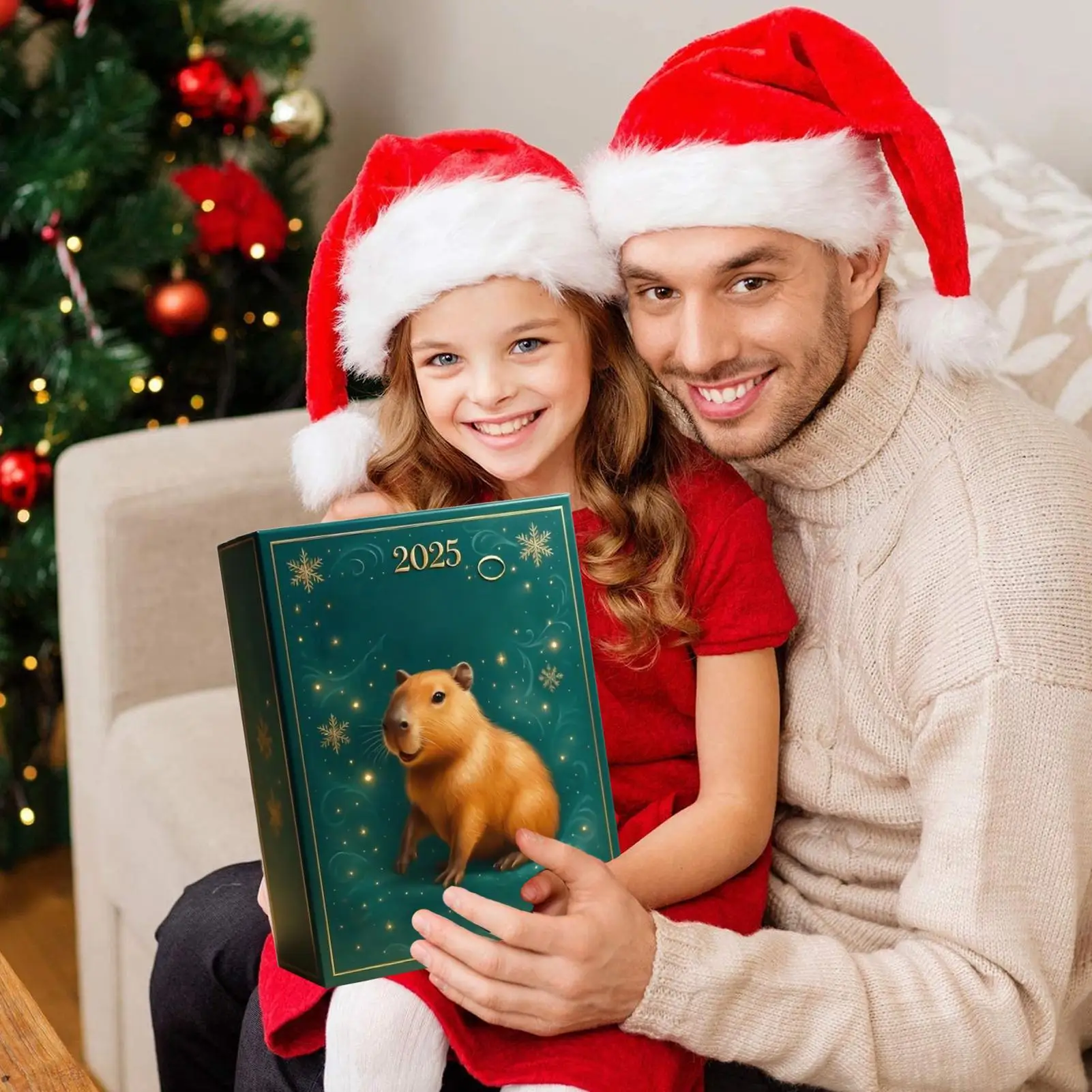 Christmas Advent 2D Acrylic Capybara Pendant 24 Days Holiday Capybara Ornament Countdown Calendar for Xmas Tree Decoration