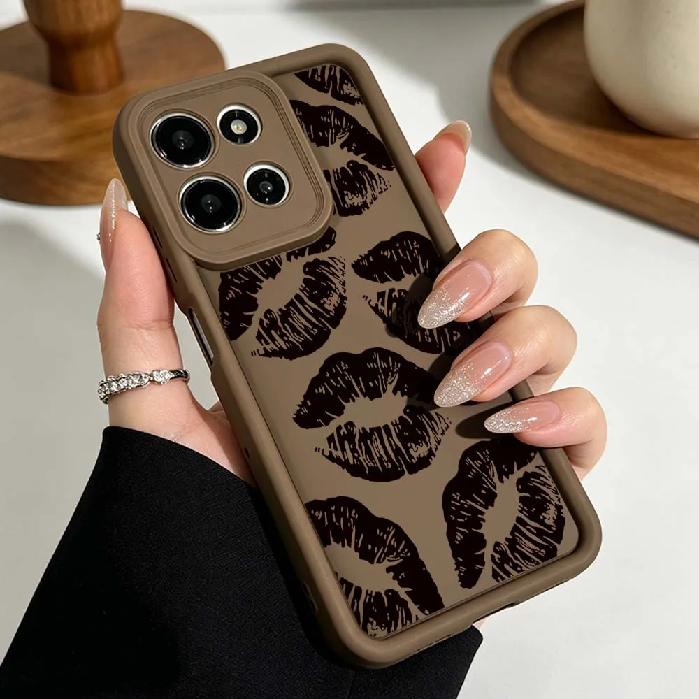 Cute Pink Lip Print Eye Ladder Phone Case Cover