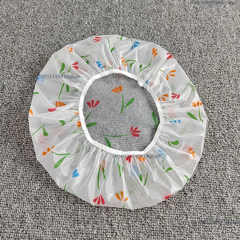 Shower Cap Adjustable Printed Waterproof Reusable with Elastic Band For Women's Spa Salon Cartoon Transparent