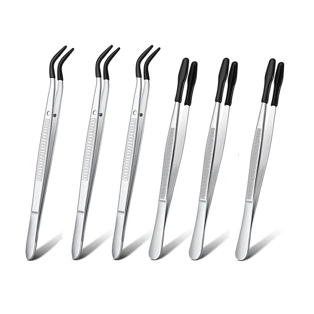 6 Pieces Rubber Tipped Tweezers PVC Stainless Steel Tips Tweezers for  Jewelry Hobby Industrial Hobby Craft - AliExpress