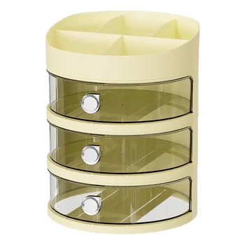 Rotate Cosmetics and Skincare Storage Box Large Capacity Circular Plastic Sorting Box Lipstick Face Mold Eye Cream Storage Box - Thumbnail 5