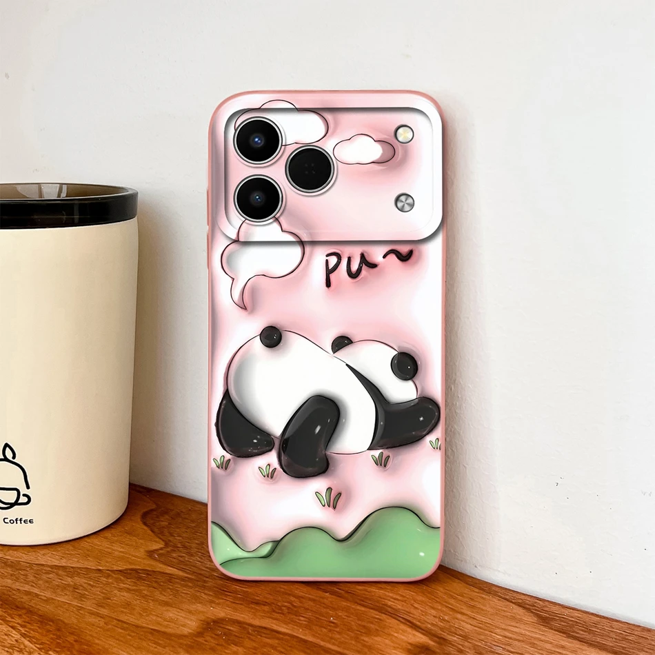 Funny Cartoon Animals Lens Protection Soft Liquid Silicone Back Cover Case