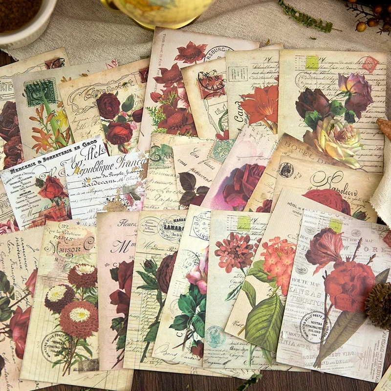 

32Pcs roses Material Book Plant Handbook Writing Collage Postcard Notebooks packing Decoration Supplies Account Diary 130*90MM