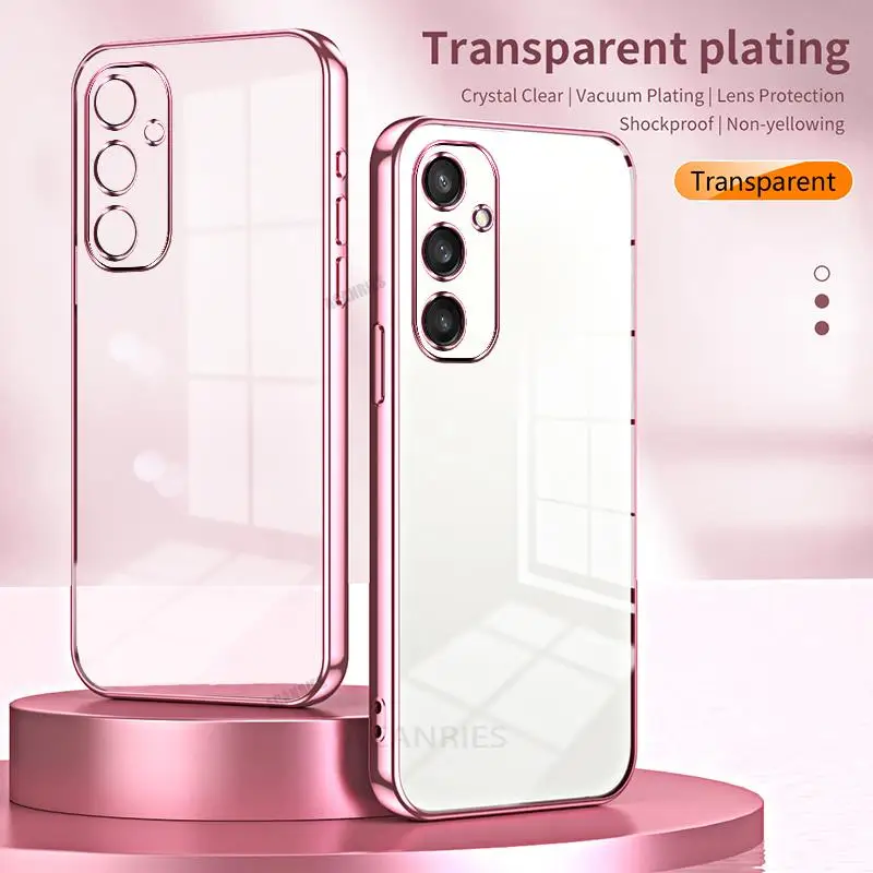 A 54 34 14 24 Custodia Trasparente Con Placcatura Di Lusso Per Samsung Galaxy A54 A34 A24 A14 4G 5G A04S A05S A15 A35 A25 Cover Posteriore In Silicone