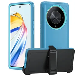 Premium 3 - in - 1 Protective Armor Box Case with Belt Clip for Nova 9 HONOR 50 5G (Lake Blue)