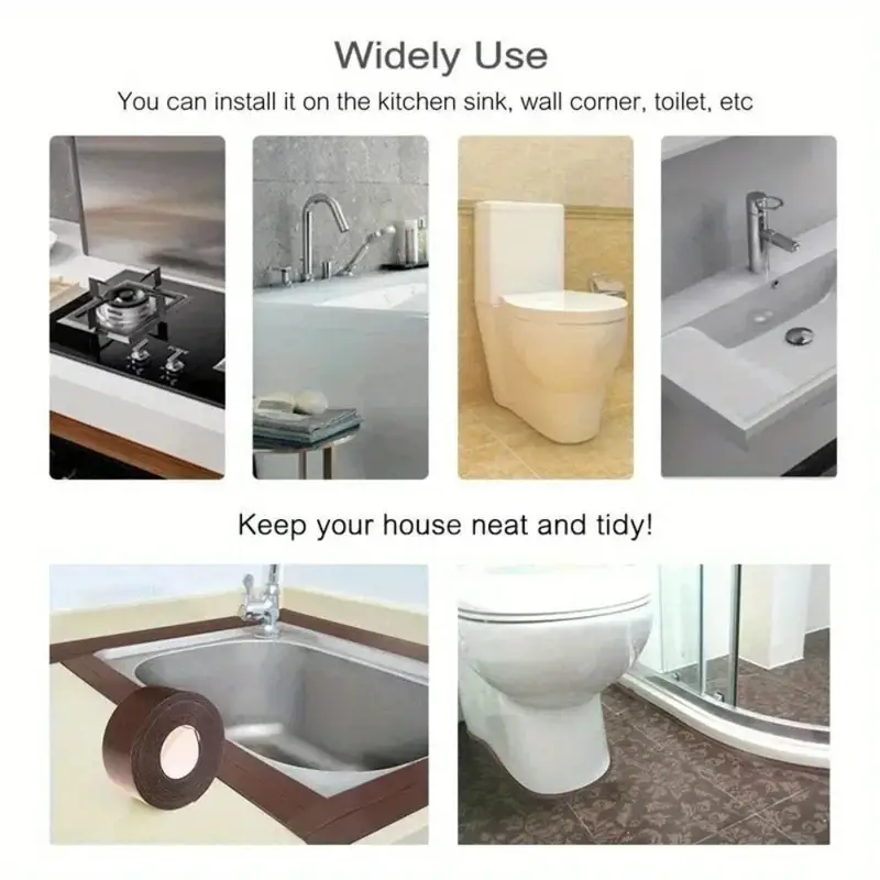 3.2m PVC Waterproof Sealing Tape for Bathroom Sink, Shower, Bathtub and Toilet - Self Adhesive Wall Sticker - Image 6