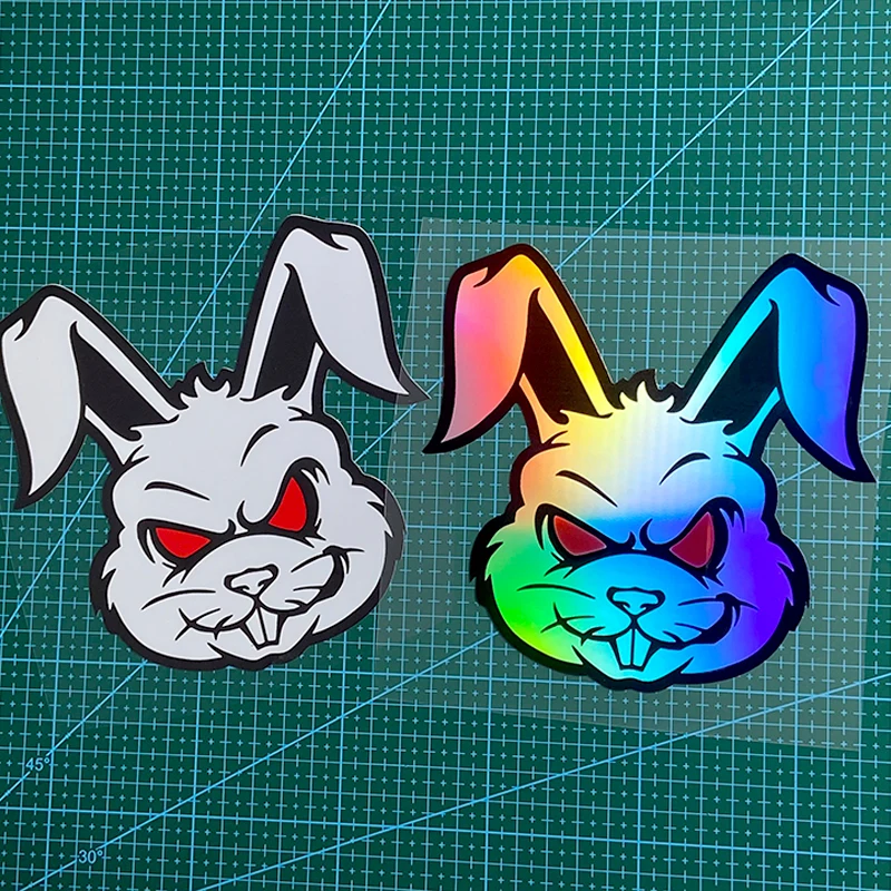 Rabbit Stickerᕱᘏ ゛専用 1PC Evil Rabbit Motorcycle Stickers Waterproof Scooter Windshield