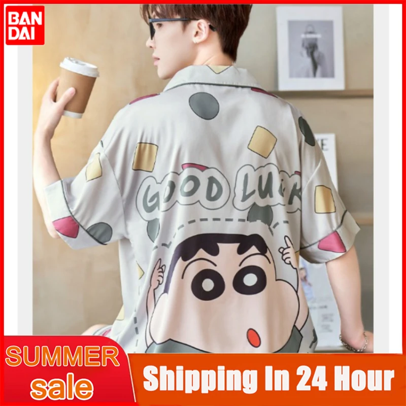 

Симпатичные пижамы Kawaii Crayon Shin Chan шорты с коротким рукавом для студентов свободные удобные для отдыха Мультяшные Аниме подарок на день рождения для девочек