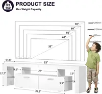 Modern LED TV Stand with Storage Drawers and Adjustable Lights for 50-75 Inch TVs, White Entertainment Center 6