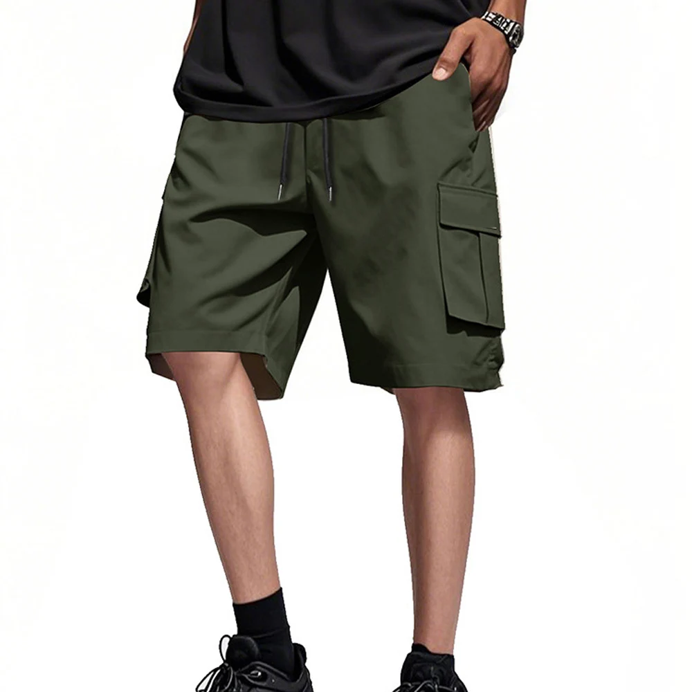 Men Summer Cargo Shorts Elastic Wide Leg Workwear