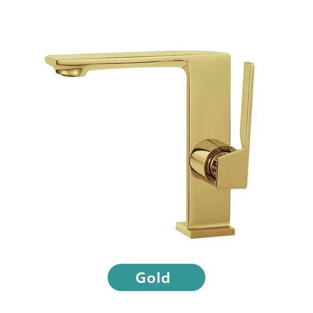 Luxury Brushed Gold Bathroom Washbasin Faucet Modern Sink Basin Faucets Single Hole Hot and Cold Mixer Brass Bathroom Water Tap 7