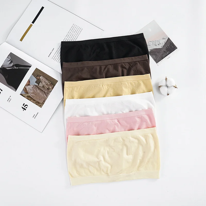 Women Tube Tops SP&CITY Summer Thread Breast Wrapping Women Cotton Breathable Tube Top Seamless Invisible Backing No Bra Pad Girls Underwear