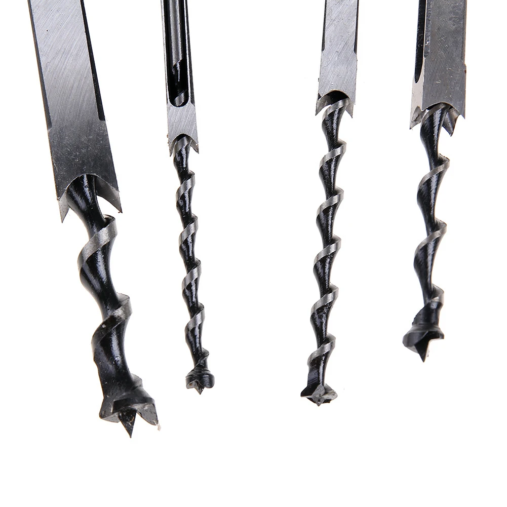4PCS Square Hole Drill Bit HSS Mortiser Drill Bit 6.4/8/9.5/12.7 Mm Mortising Chisel Bits Square Drill Power Tool Accessory