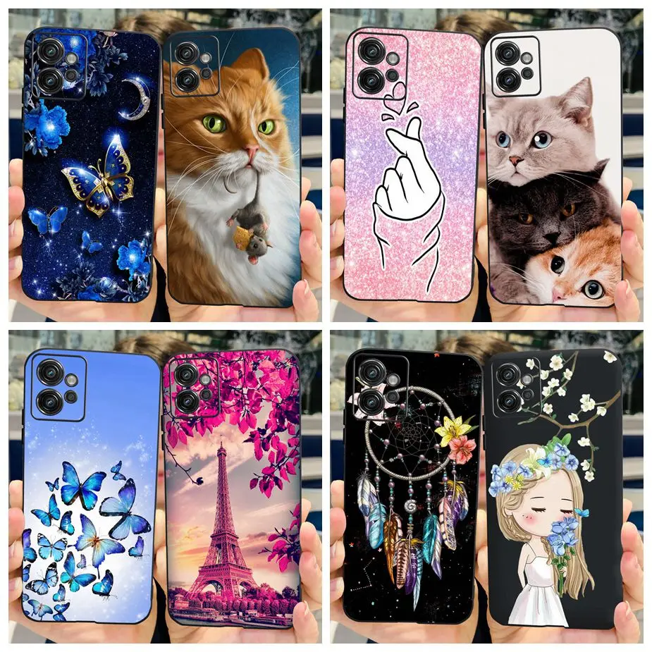 Per Motorola Moto G32 Custodia Cute Cat Butterfly Custodia Morbida In Silicone Per Motorola Moto G32 G 32 Motog32 Bags 6.5 ''Coque Funda