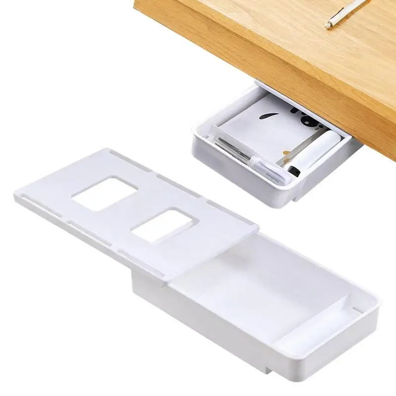 

Under Desk Drawer Adhesive Under Desk Storage Organizer Adhesive Desk Drawers Attachable Drawer No Drill For home Stationery