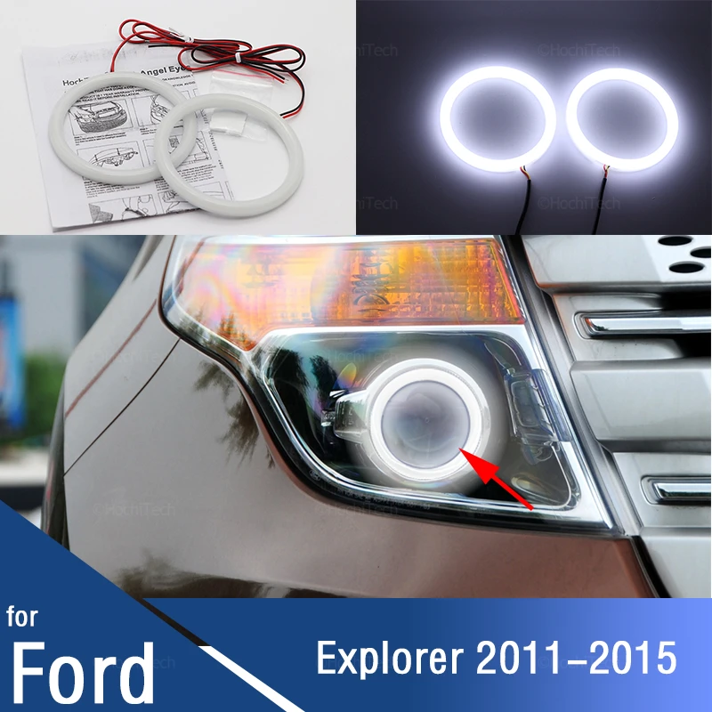 For Ford Explorer 2011-2015 Car Accessories Ultra Bright Day Light Drl Cotton Angel Eyes Demon Eyes Kit Warm White Halo Ring