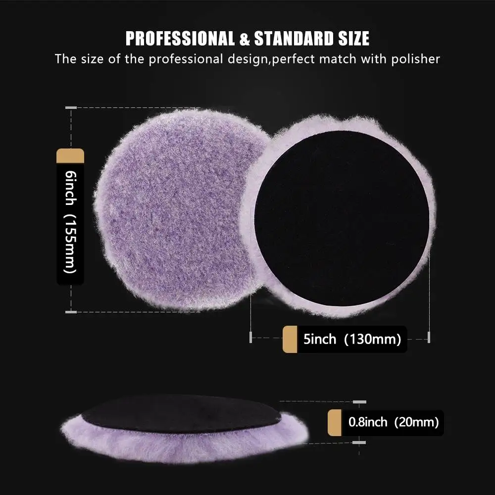 Heavy Cut Purple Wool High Density Lambs Polishing Pad For DA/RO/GA Polisher 1Pc 3
