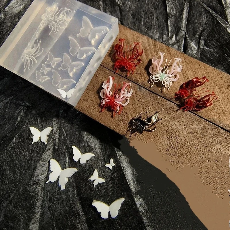 1개 네일 아트 실리콘 조각 몰드 꽃 나비 연꽃 코이 사슴 3D 몰드 네일 아트 장식 DIY 디자인 실리콘 네일 몰드