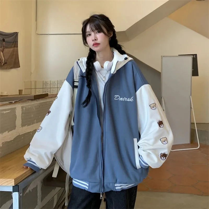 

2023 New Women'S Winter Jacket Korean Version Of Loose Students Plus Velvet Thickened Jacket Hooded Sweater Female Tide Ins