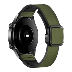Premium 22mm Hybrid Leather - Silicone Watch Strap - Elegant and Durable Design for Width 22mm (Dark Green)