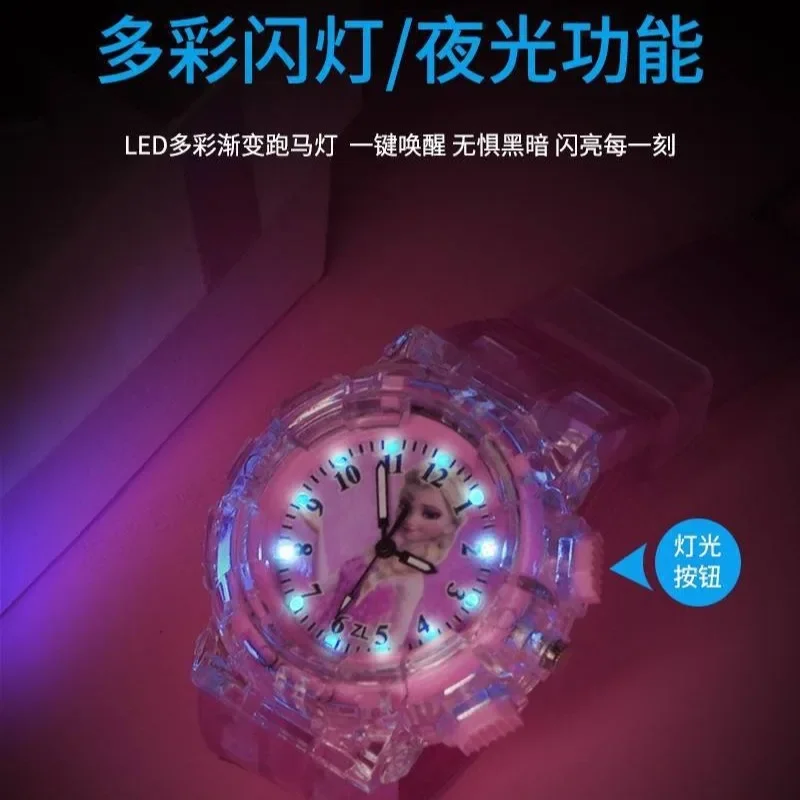 Disney Frozen Cartoon Children Watches Toy Flash Waterproof Sports Watch for Kids Girls Boy Quartz Wristwatch Child Clock Gifts 5
