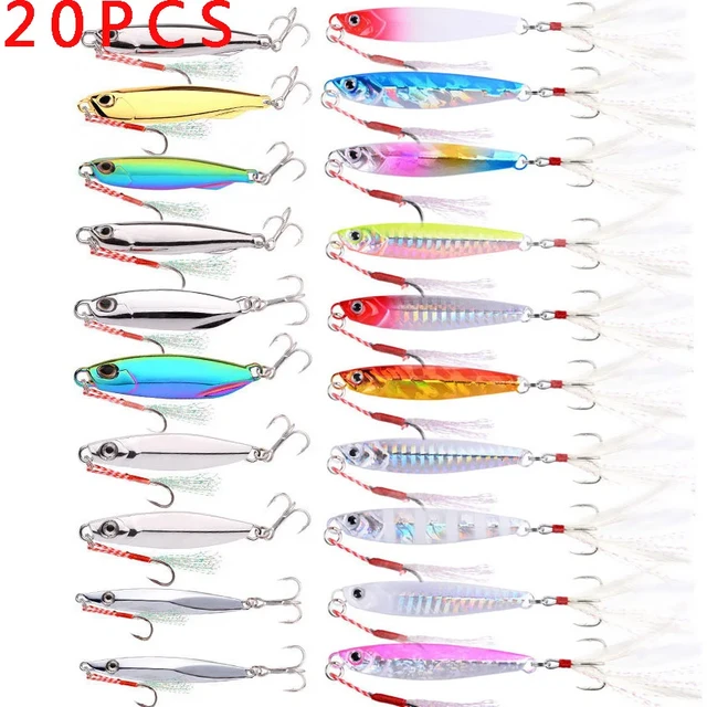 20PCS Metal Jig Set 20g 28g 40g 60g Sea Shore Casting Jigging Lures Jigs  Spoon Saltwater Fishing Lures Kit Artificial Bait - AliExpress