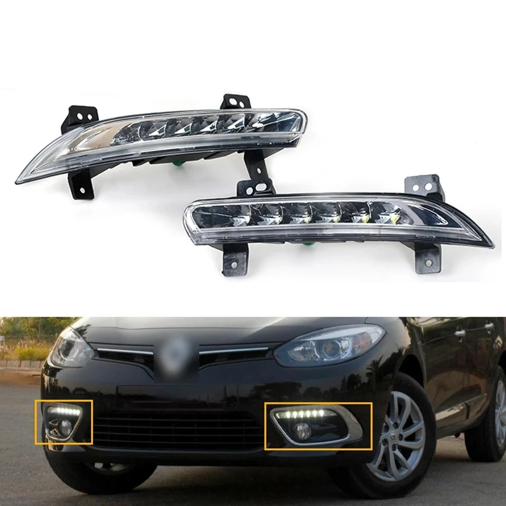 

1 пара светодиодный льных светодиодных противотуманных фасветильник ДХО для Renault Fluence 2014 + Автомобильные фары дальнего света дневные ходовые огни бампер