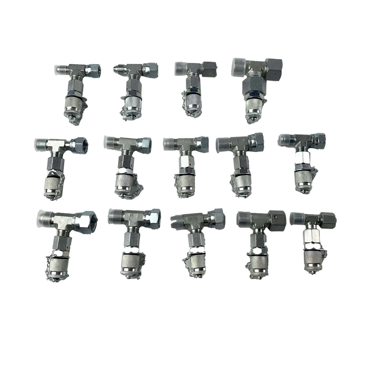 14pcs Hydraulic Tee Adapter Connectors Set with 3/8 M18*1.5 M16*1.5 1/4 Female/Male 7/16 11/16 9/16 M14*1.5 with 1 Year Warranty