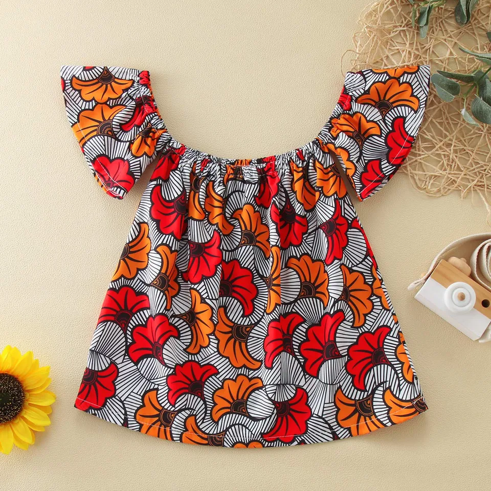 Robe Africaine Ankara Pour Petite Fille - Style Traditionnel, Dos Nu, Manches Ballon - Cadeau Fête, Cérémonie, Photo Bébé