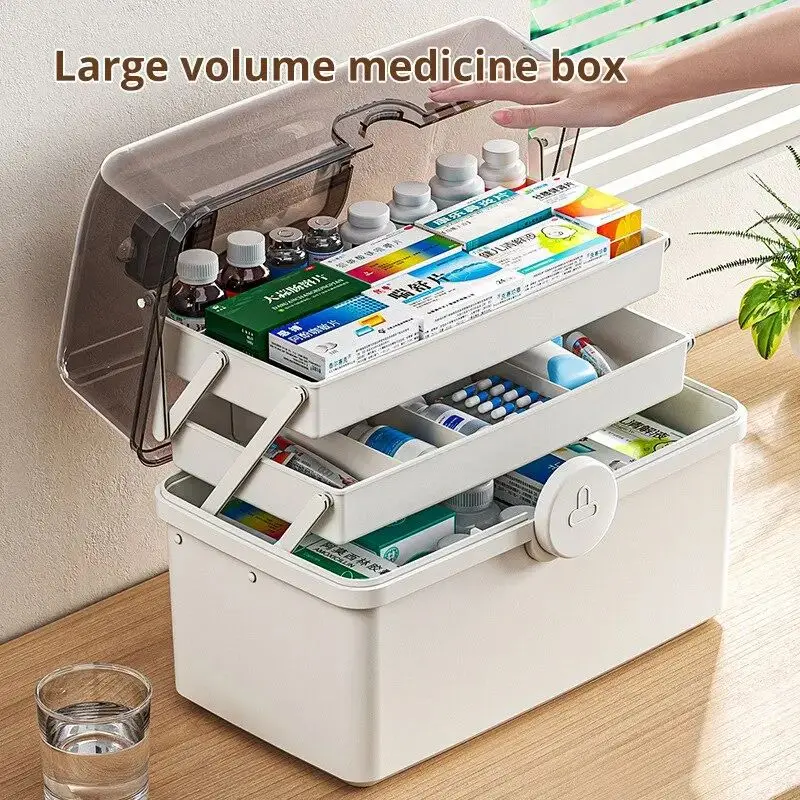 1pc White Large Capacity Medicine Box For Home Medicine Storage Multi Layer Classification Home Medicine Box 1