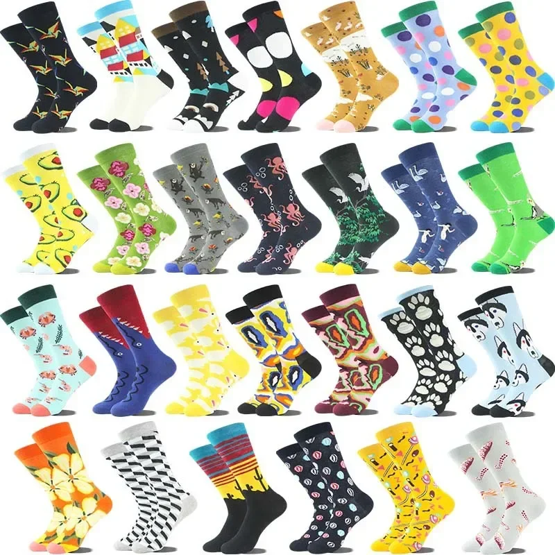 

Combed Cotton Fashion Hip Hop Man Woman Sox Girl Unisex Socks Harajuku Fruit Skateboard Animal Happy Check Socks Funny Sokken