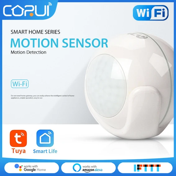 

CORUI Tuya WiFi PIR Motion Sensor Smart Home Wireless Human Body Infrared Detector Security Burglar Alarm SmartLife APP Control