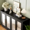 55.1" Large Sideboard Cabinet, Modern Sideboard Kitchen Cabinet with  Wood Coffee Bar Cabinet Buffet Table for Kitchen, Black 5