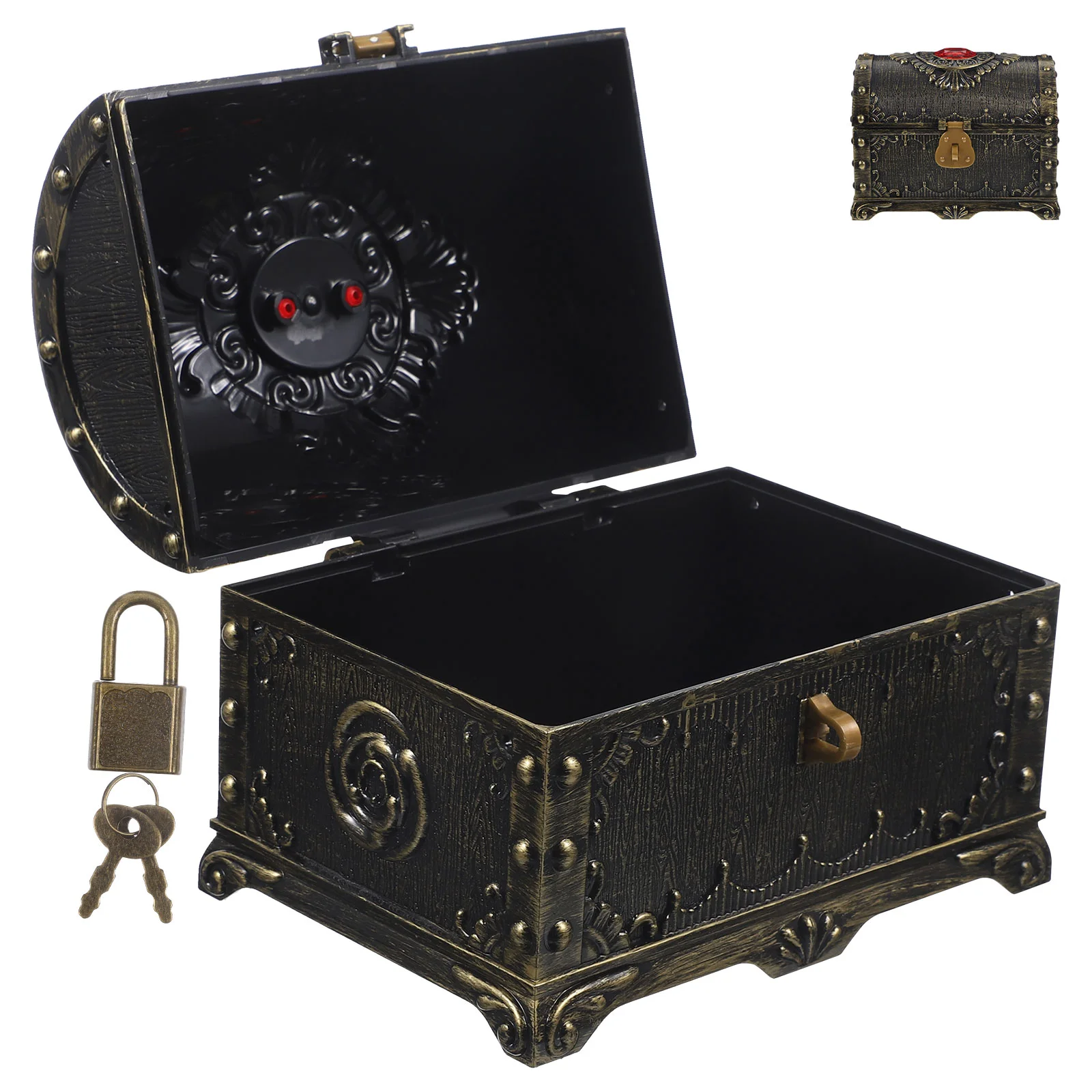 

Vintage Wooden Treasure Chest Keepsake Box Decorative Coin Money Piggy Bank Mini Jewelry Box Kids Drink Containers