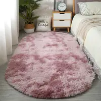 VIKAMA Nordic ins thickened long hair tie-dyed silk hair carpet Modern simple oval bedroom bed rug, living room sofa rug
