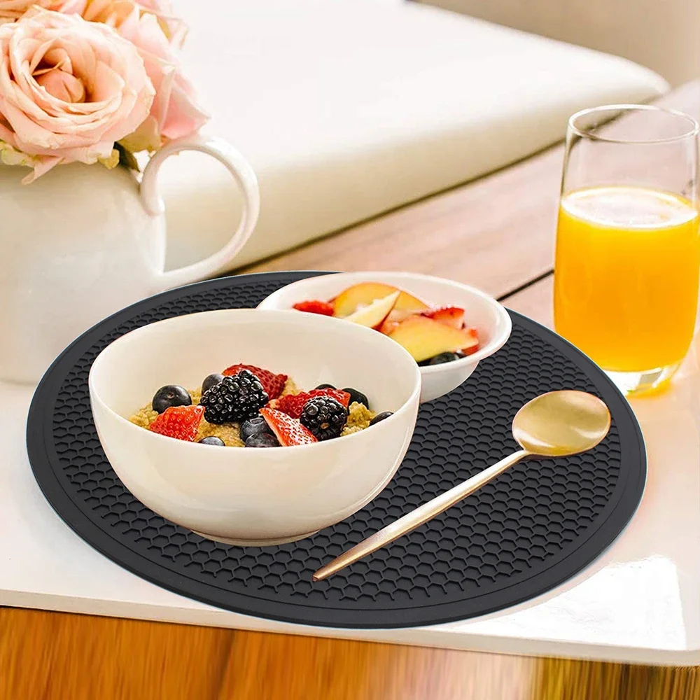 

Heat Insulation Silicone Mat Coaster Food Grade Placemat Round Honeycomb Cup Mat Pan Casserole Pad Kitchen Accessories