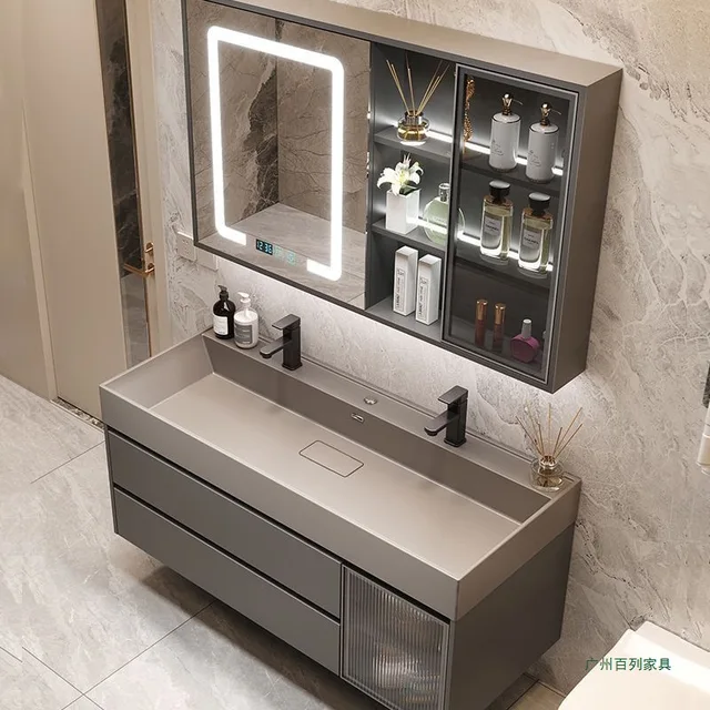 อ่างล้างหน้าขนาดใหญ่ ตู้ห้องน้ำอัจฉริยะพร้อมอ่างล้างหน้าในตัว โถสุขภัณฑ์ อ่างล้างหน้า อ่างล้างหน้า ห้องน้ำ ชุดตู้ล้างหน้า 2