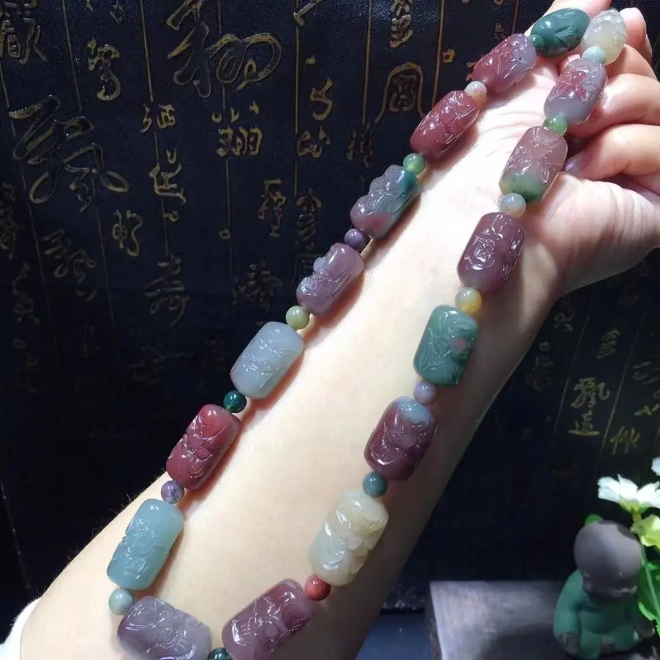 New Style Fine Natural Salt Source Agate Necklace Bracelet Rare Jewelry 18 Beads Bangle Accessories
