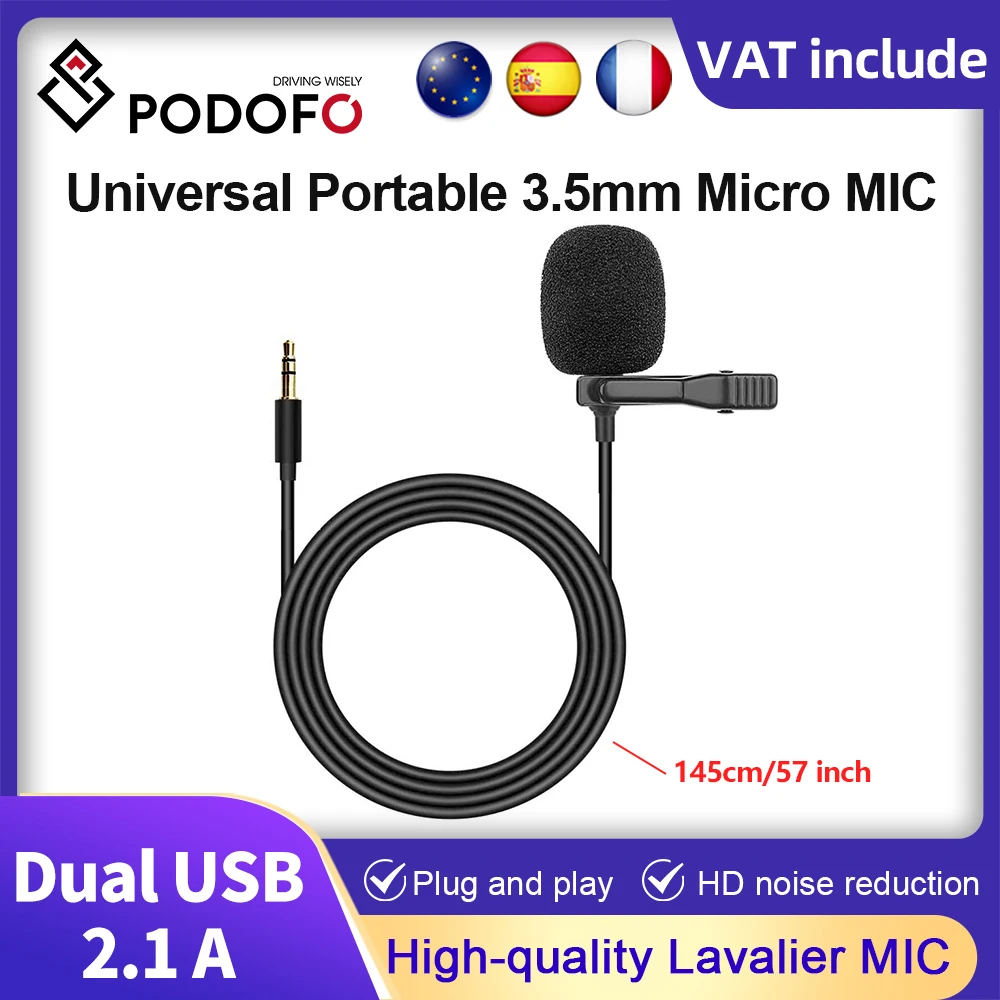 Podofo Microfono Portatile Universale Da 3.5Mm Microfono Vivavoce Altoparlante Microfono Micro Audio Per Lettore Multimediale Per Auto