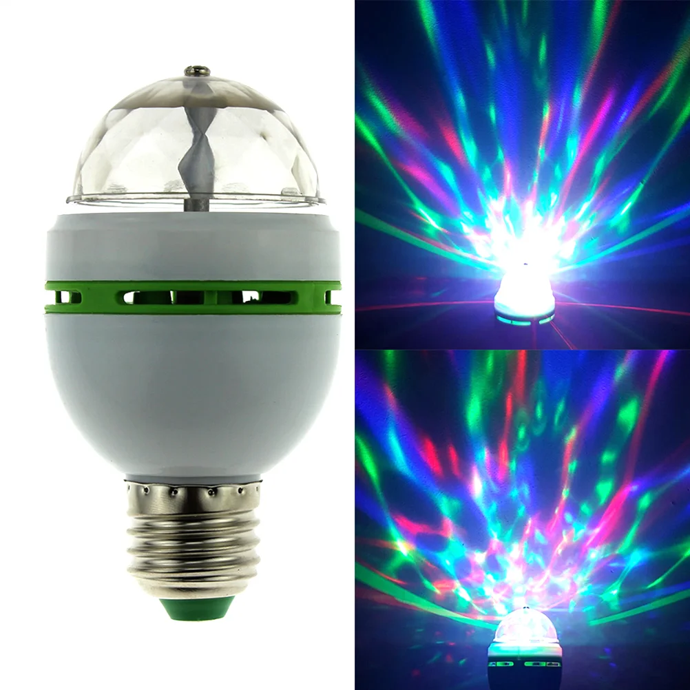 RGB LED Rotating Disco Party Light Bulb with E27 Screw Base Strobe Bulb Multi Changing Color Crystal Stage Light (Random Color