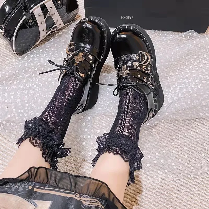 

Sweet Cute Mary Janes Women's JK Uniform Pumps Wedges High Heels Platform Pumps Female Gothic Girls Lolita Punk Shoes Heels