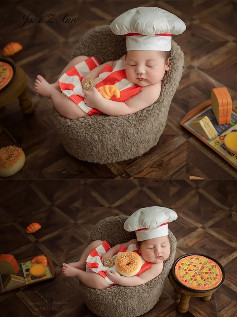 Baby cook costume newborn clothes pizza little table creative