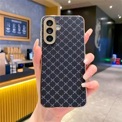 Gold Plating Glitter Retro Grid Pattern Phone Case - SAM A57 (Black)