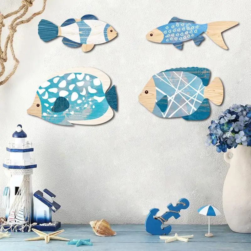Nautical Wooden Fish Wall Art - Beach-Themed Marine Sculpture