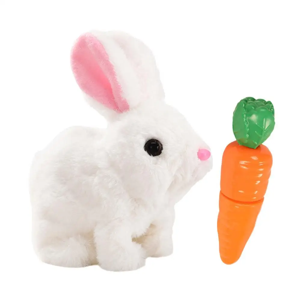 

Simulation Electric Bunny Toys Cartoon Trumpet Solid Color Plush Interactive Rabbit Jumping Swinging Ears Twitching Nose Doll