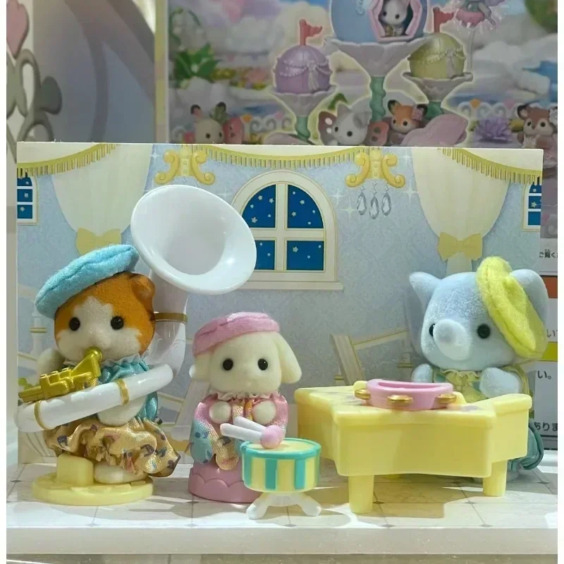 Miniature Doll House Supplies Mini Figurine Toys Original Sylvanian Families Keychain Clothes Sorpresa Furniture Chihuahua Figures Houes Accesorios Family Doll Toy Elephant Band