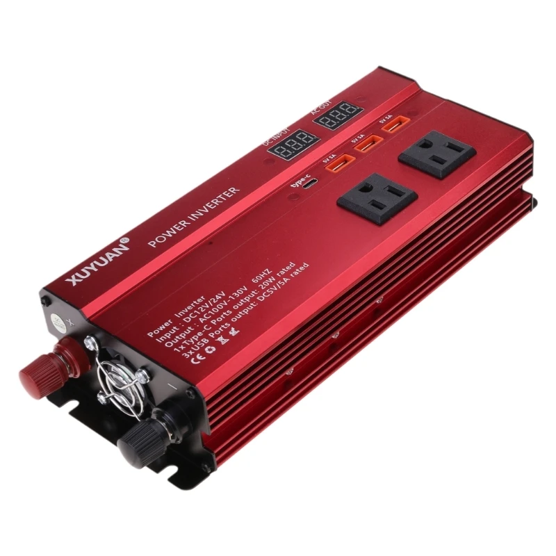 4000W Solar Power Inverter Sine Wave LED 4 USB DC12 To AC110V/220V Convert