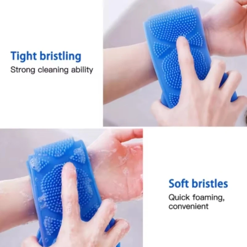 Silicone body sponge exfoliating back scrubber for peeling, massaging, relaxing, full body bathing tools for both men and women