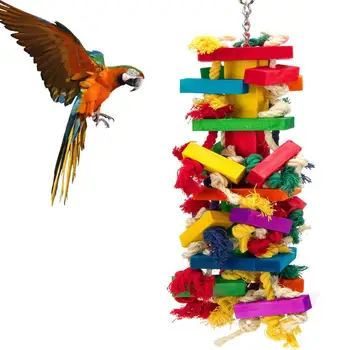 Toy Bird Large and Medium-Sized Macaw Nibbling Toy Wooden Color Toy Birds Supplies Parrot Swing 1