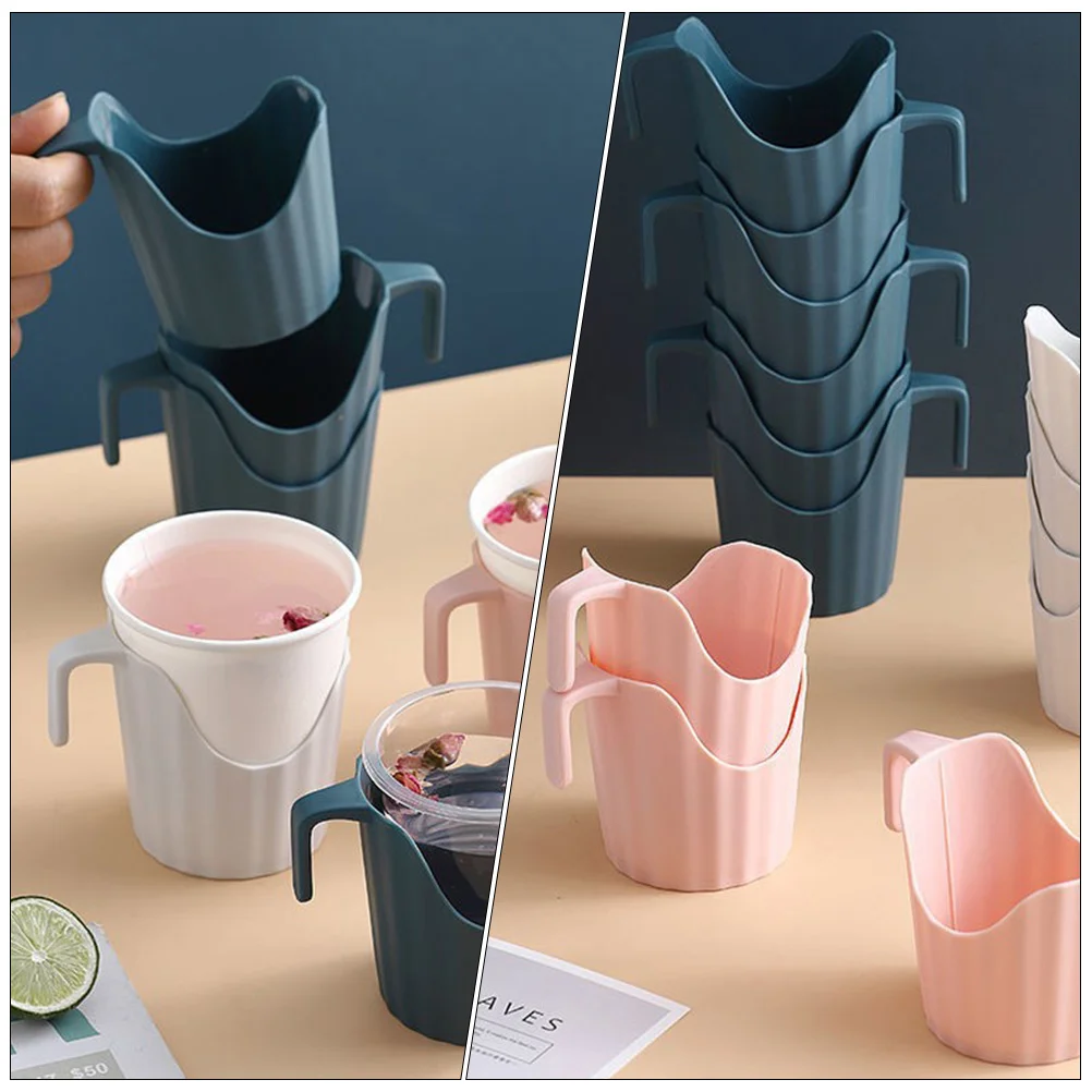 Anti Scalding Cup Holder 6 Pcs Paper Cup Sleeve Disposable Cups Holder Plastic Coffee Sleeve Insulated Tumbler